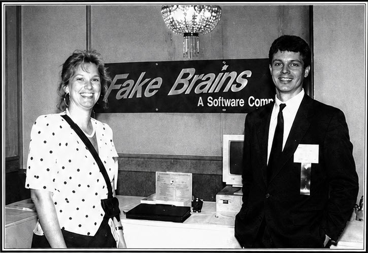 Pat and Lisa Pfeifer at their Fake Brains trade-show booth in 1993.